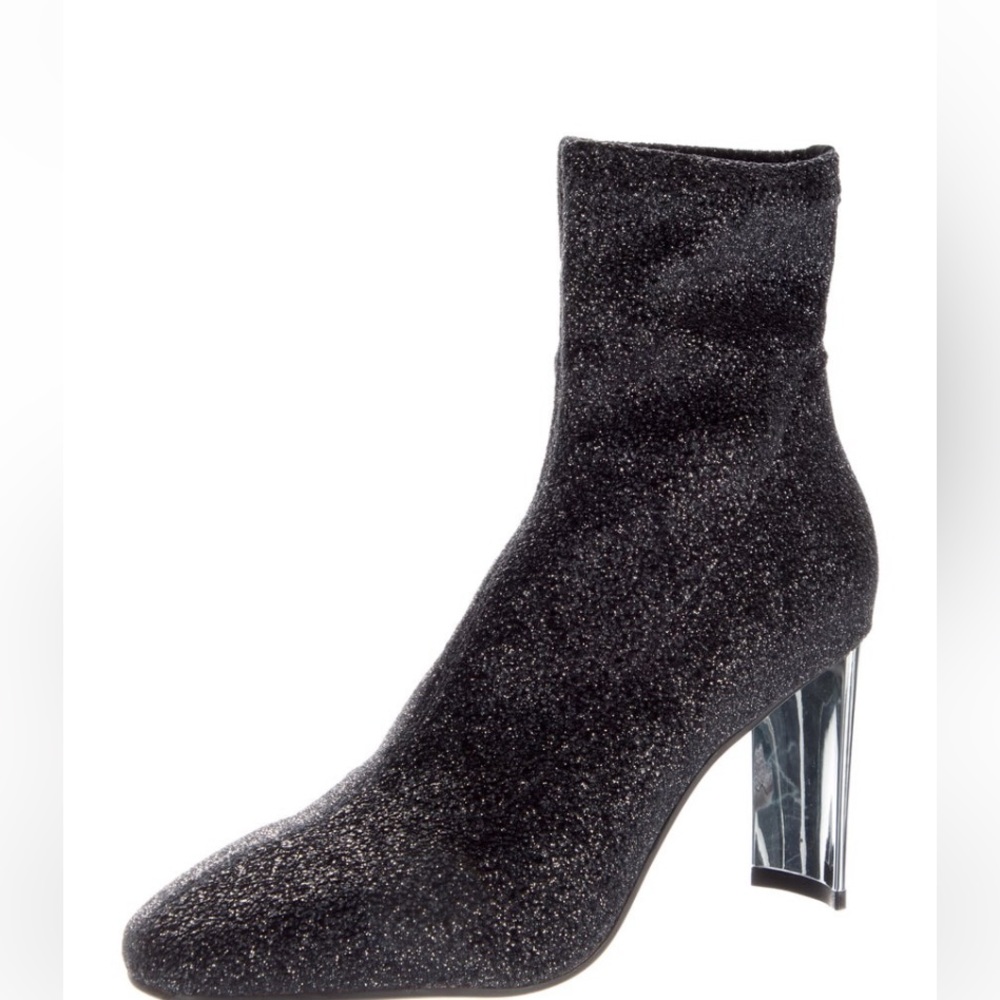 Neiman Marcus Lola Cruz Gray Glitter Block Heel  Booties SEXY HOT Fit 7 to 7.5